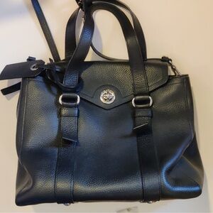 Marc Jacobs Quinn Totally Turnlock Large Black Leather Satchel Bag
